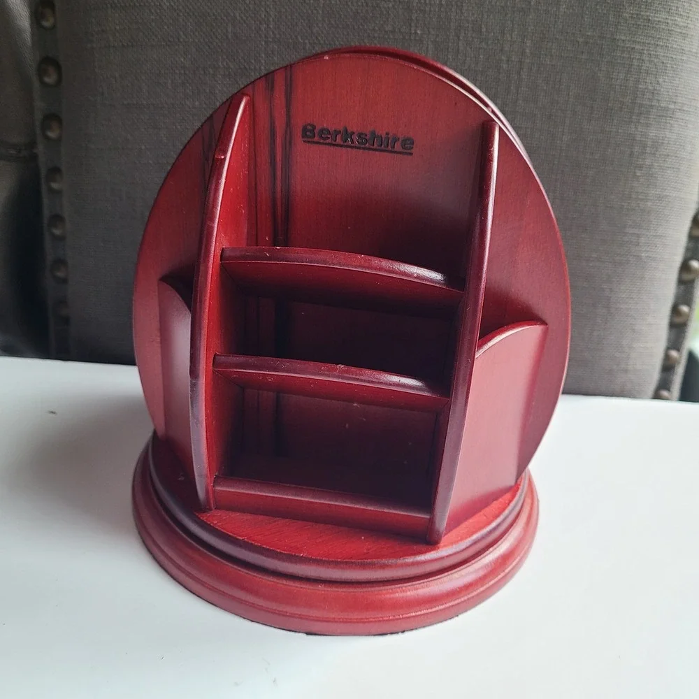 Berkshire Executive Rotating Desk Organizer in‎ Cherry Pencil Pen Holder MCM